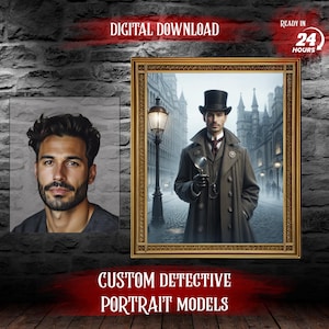 Custom Detective Portrait From Photo, Detective Art Poster, Private investigator, Detective Birthday Gift, Detective Wall Decor