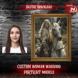 Custom Woman Warrior Realistic Portrait from Photo, Historical Portrait, Custom Women Portrait, Personalized Portrait, Face Swap.