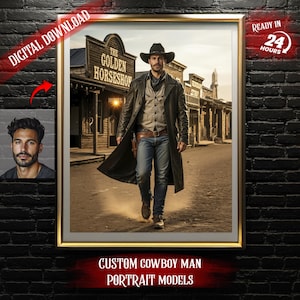 Cowboy Portrait vom Foto, Western Wandkunst, Western Western Portrait, Western Cowboy Portrait, Western Poster Digital Art, digitaler Download