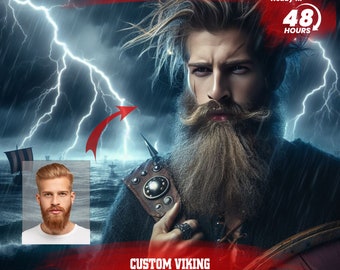 Aangepast Viking-portret vanaf foto I Gepersonaliseerde kunstportretten I Aangepast portret I Historisch portret I Aangepast portret koning I Digitaal