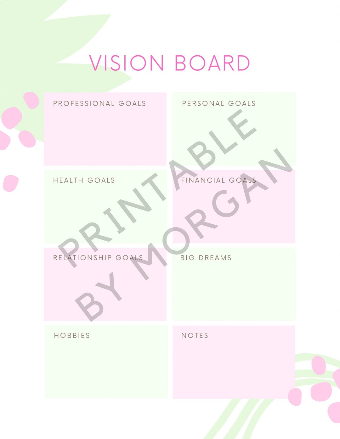 Printable Pastel Vision Board - Etsy