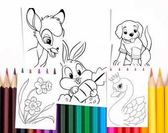 Kids Fun Pictures Colouring Pages Collection 54 - Etsy