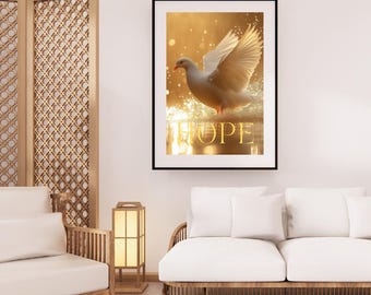 Dove Printable Wall Art | Peace Bird Digital Download | Minimalist Dove Illustration, Printable Dove Nursery Art