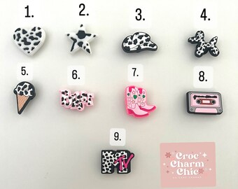 Cowgirl croc charm bundle| cowprint, horse croc charm| croc jibbitz| charms for crocs| cowgirl charms | shoe pins| fashion croc charm