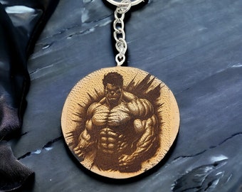The Incredible Hulk Handmade and Natural Unique Laser Engraved Wooden Keychain