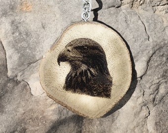 The Buzzard - Handmade and natural unique laser engraved wooden keychain
