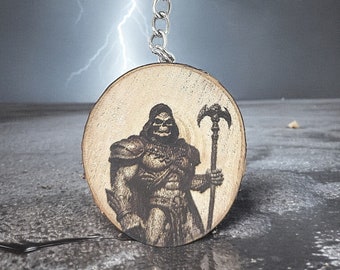 Skeletor Master of the Universe Handmade and natural one-of-a-kind laser engraved wooden keychain