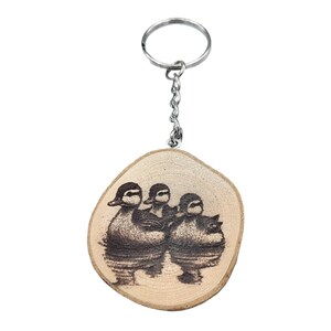 Porte-clés En Bois Gravé Canard Colvert - Fait Main, Design Naturel - Cadeau Pour Amoureux Des Animaux