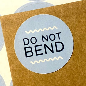 Blue do not bend stickers, fragile handle with care labels, small business packaging stickers, envelope stickers, pink business supplies