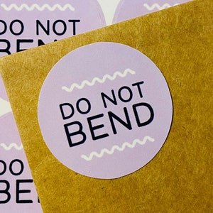 Pink do not bend stickers, fragile handle with care labels, small business packaging stickers, envelope stickers, pink business supplies