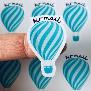 Adesivi per posta aerea con palloncini blu, posta felice, graziosi materiali di consumo per posta ordinaria, articoli di cancelleria per amici di penna, imballaggi per piccole imprese, adesivi per buste