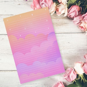 Papel de escritura Sunset Letter, hojas de notas, juego de amigos por correspondencia, suministros para diarios, papelería linda por correo postal, suministros para álbumes de recortes, carta de agradecimiento