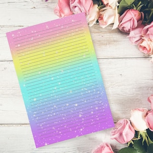 Papel de escritura Rainbow Letter, hojas de notas, juego de amigos por correspondencia, artículos para diario, lindos artículos de papelería para correo postal, artículos para álbumes de recortes, carta de agradecimiento