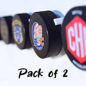 2 x Hockey Puck Wall Mount Brackets - The Perfect Hockey Puck Display! (BLACK)