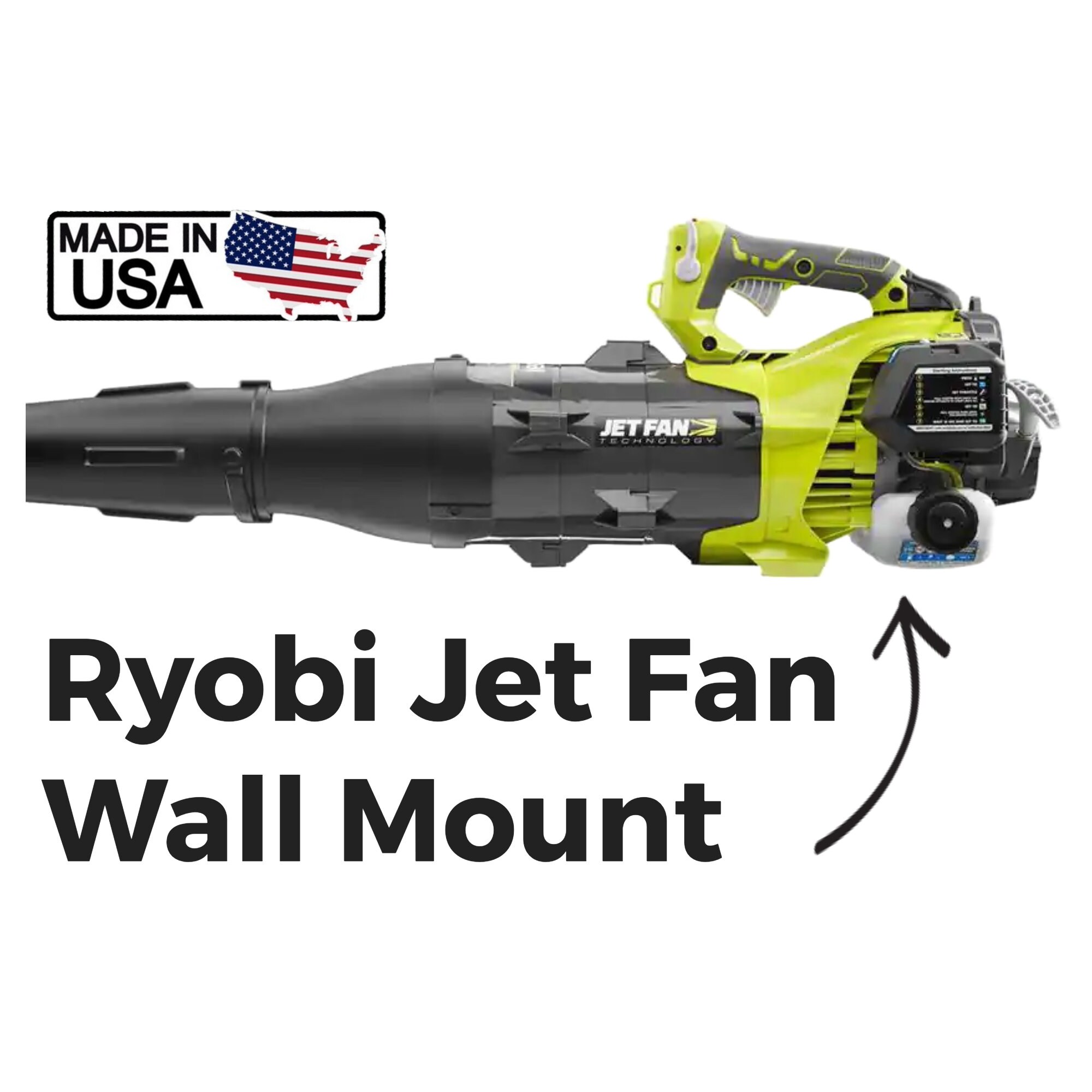 Wall Mount for Ryobi Gas Jet Fan Leaf Blower 160 MPH 520 CFM 25cc