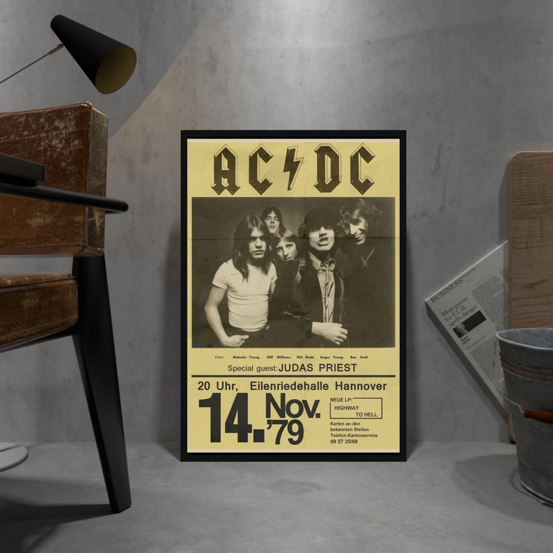 AC/DC Retro Poster, Kraft Paper Print, Movie Wall Art Gift, Anime Wall ...