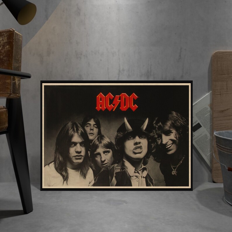 AC/DC Retro Poster, Kraft Paper Print, Movie Wall Art Gift, Anime Wall ...