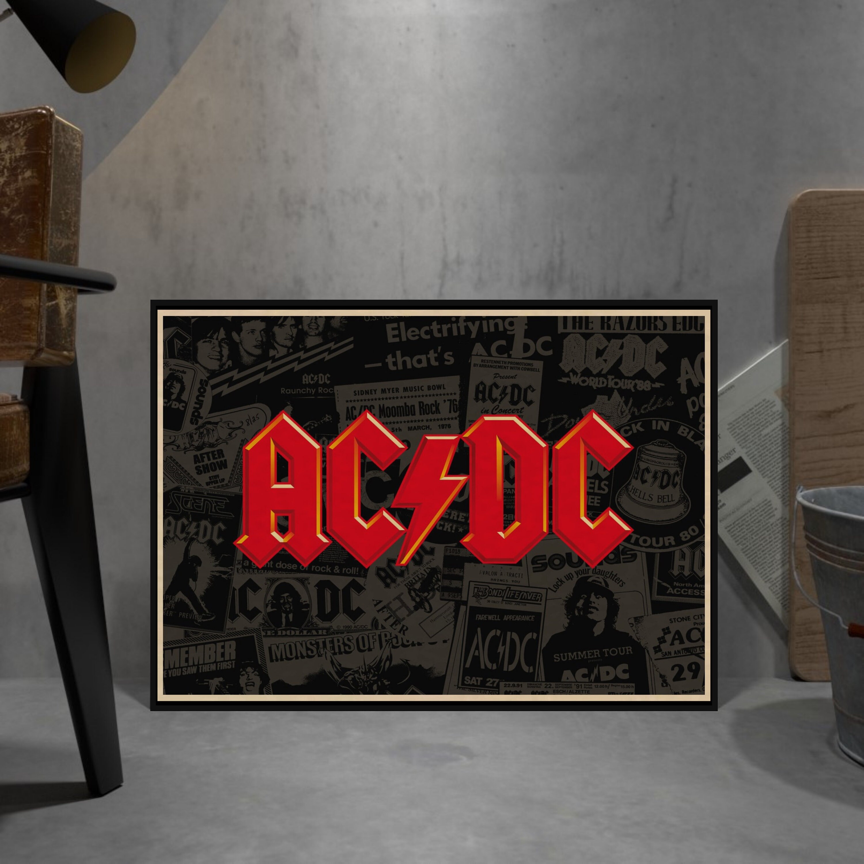 AC/DC Retro Poster, Kraft Paper Print, Movie Wall Art Gift, Anime Wall ...
