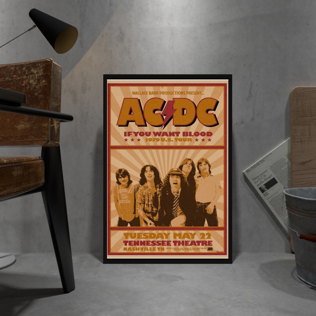 AC/DC Retro Poster, Kraft Paper Print, Movie Wall Art Gift, Anime Wall ...