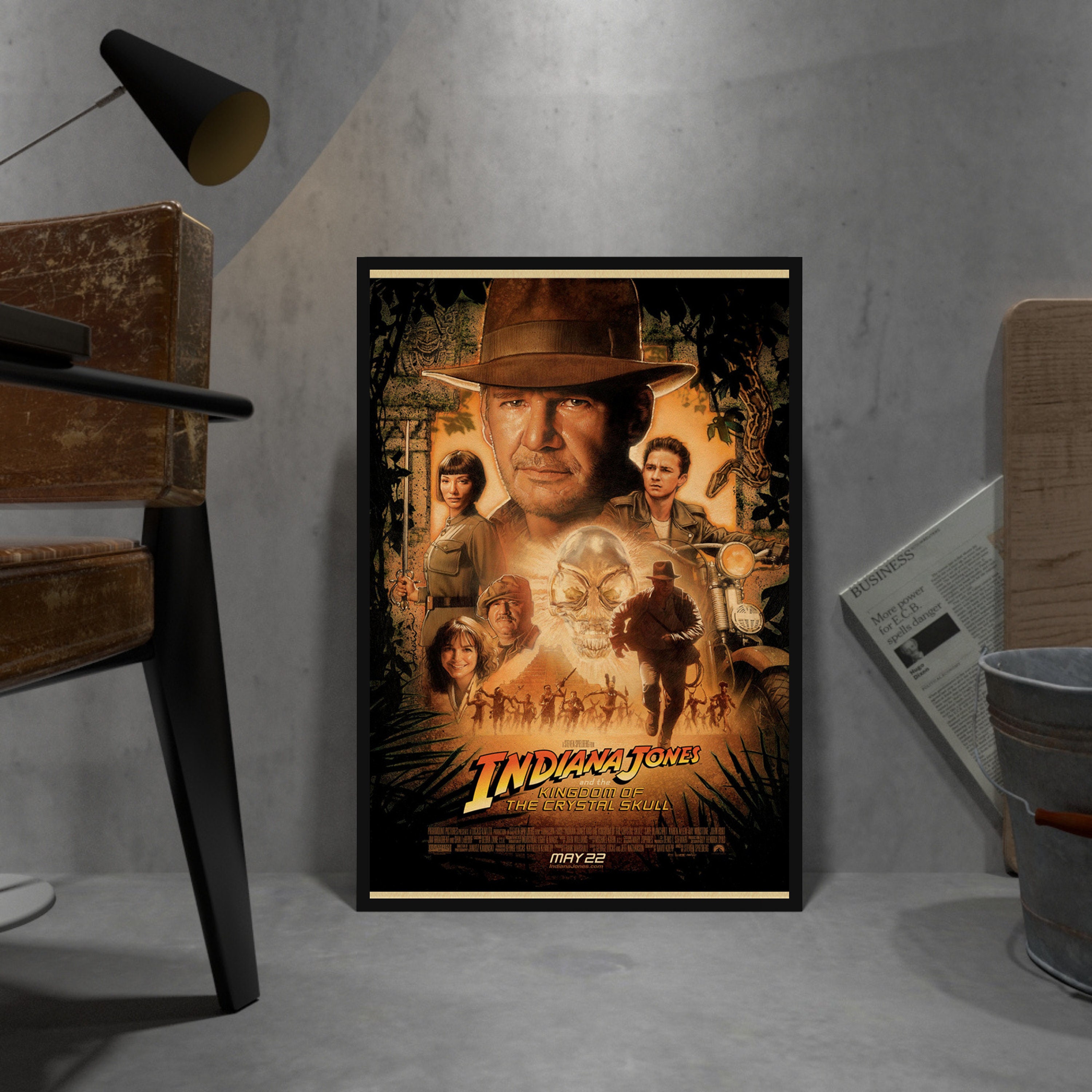 Indiana Jones Retro Poster, Kraft Paper Print, Movie Wall Art Gift ...