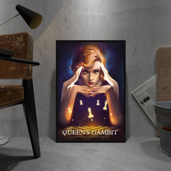 Queens Gambit Retro Poster, Kraft Paper Print, Movie Wall Art Gift, Anime Wall Art Gift, Tv Series Wall Art Gift, Game Wall Art Gift