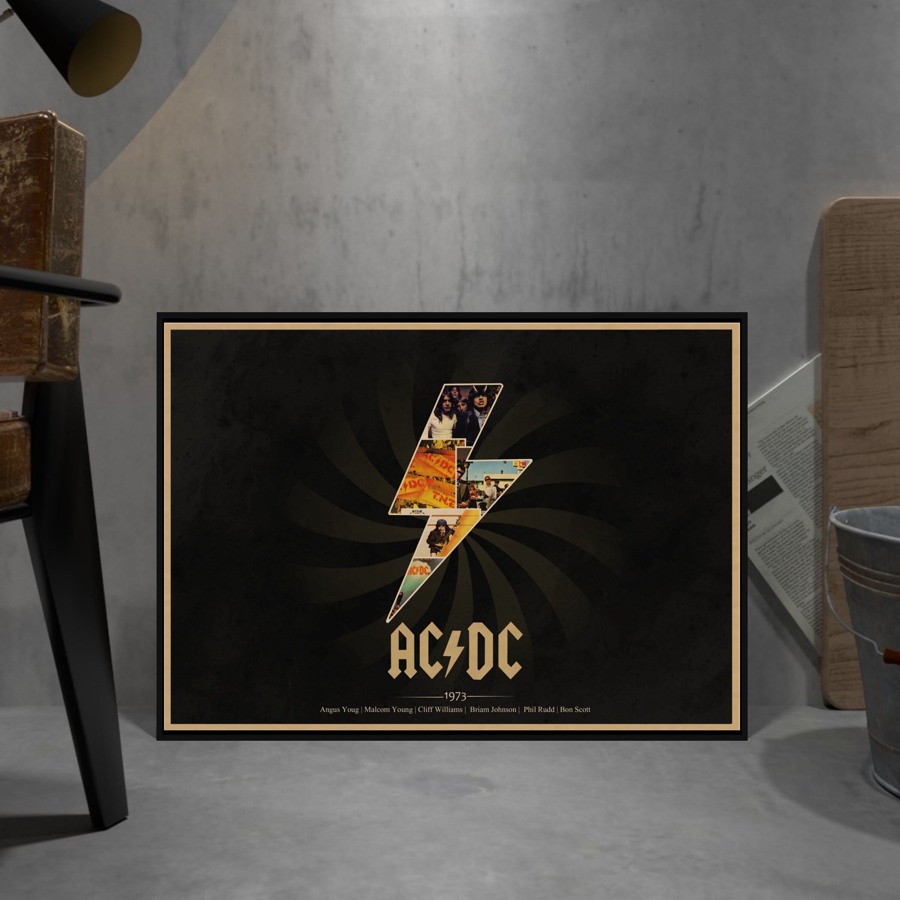AC/DC Retro Poster, Kraft Paper Print, Movie Wall Art Gift, Anime Wall ...