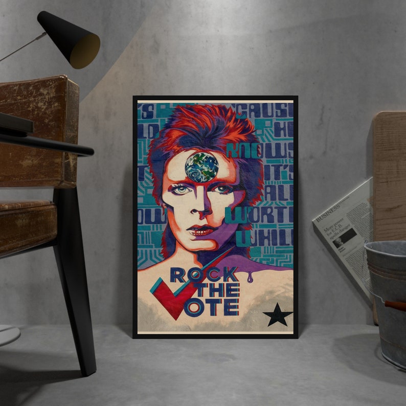 David Bowie Retro Poster, Kraft Paper Print, Movie Wall Art Gift, Anime ...