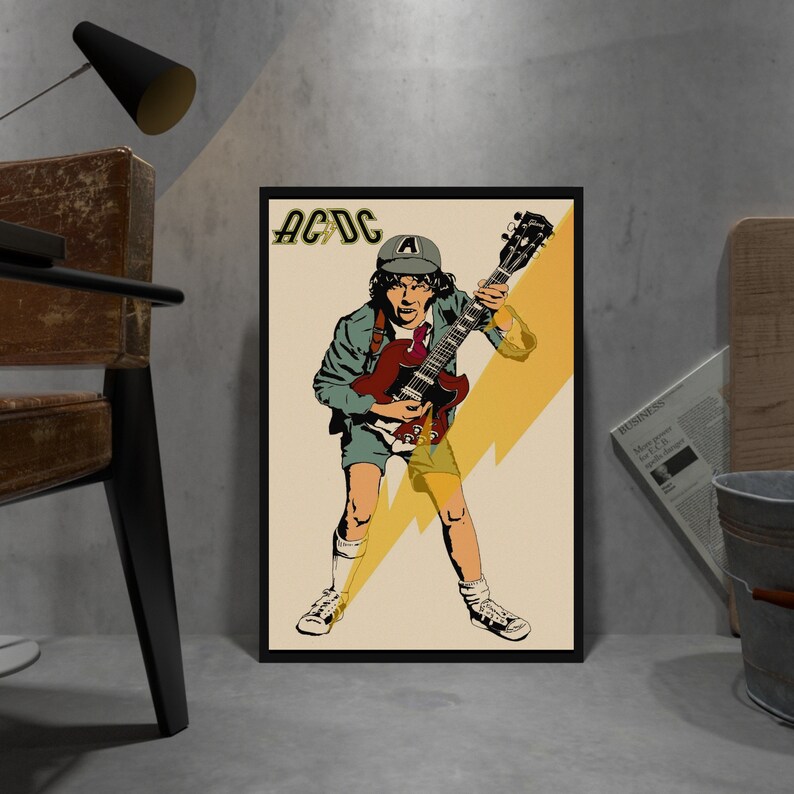 AC/DC Retro Poster, Kraft Paper Print, Movie Wall Art Gift, Anime Wall ...
