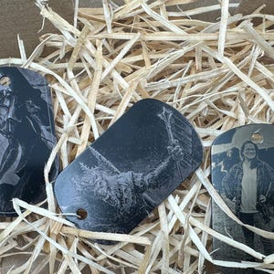 Individually made pendant with photo -Dogtag keychain- gift idea - photo with desired text- photo engraving- memory
