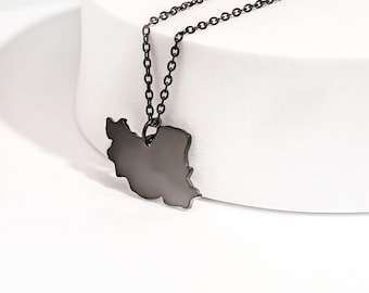 Iran Map Necklace | Black