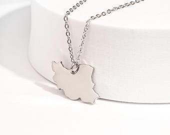 Iran Map Necklace | Silver