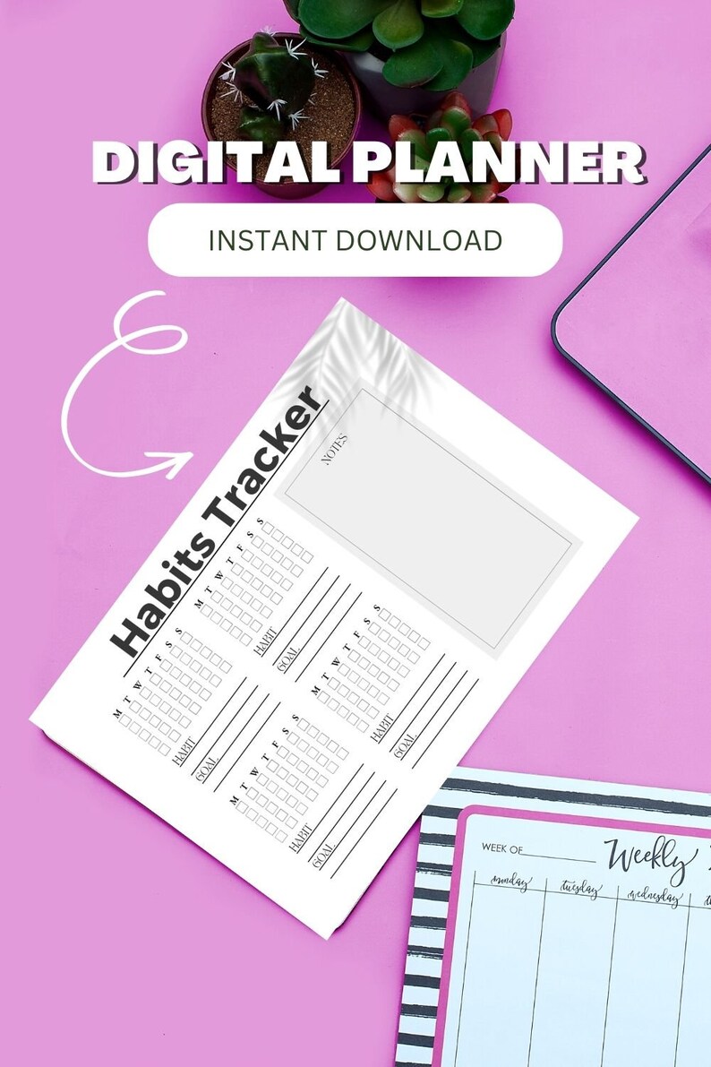 Printable Habit Tracker Stickers &amp; Labels, Printable Habit Log ...