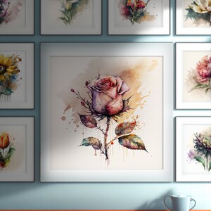 Arte da parete stampabile rosa, decorazione da parete floreale, pittura rosa ad acquerello, stampa floreale, arte floreale