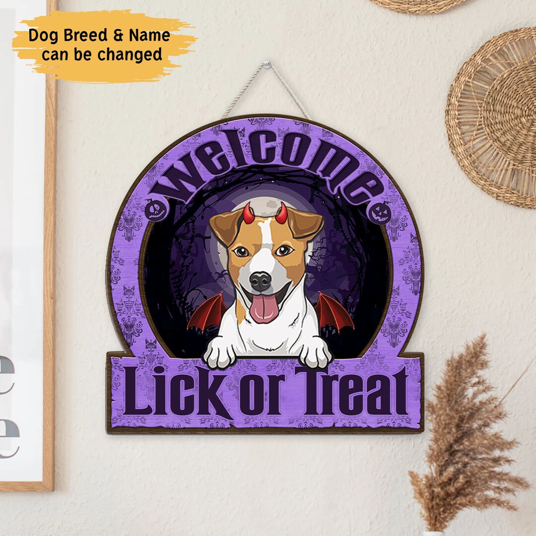 Lick or Treat Wooden Sign Custom Dog Name Wall Art Etsy