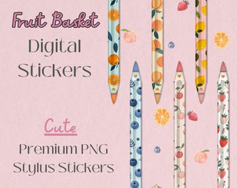 Fruit Themed Digital Stylus Stickers | Digital Accessories | Cute Digital Décor | Clipart | Apple Stylus Stickers | GoodNotes