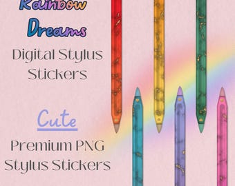 Rainbow Marble Digital Stylus Stickers | Digital Accessories | Marble Digital Stylus Stickers | Clipart | GoodNotes | Apple Stylus Stickers