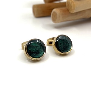 Gold Men Cufflink, Green Men Cufflink, Gold Cufflink, Wedding Cufflink