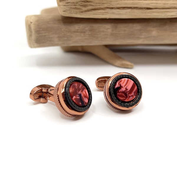 Rose gold Men Cufflink, Red Men Cufflink, Black Cufflink, Groom Cufflink, Cufflink Groom, Gift For Men