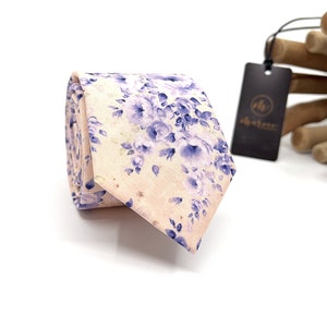 Lilac Floral Neck Tie, Blush Pink Necktie, Floral Necktie, Wedding Tie, Groom Necktie, Mens Necktie