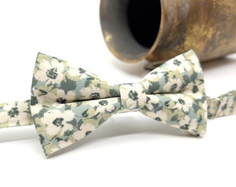 Floral Bow Tie, Sage Green  Bow tie, Dusty Sage Green  Bow Tie, Wedding Bow Tie, Groom Bow Tie, Grroom Bow Tie