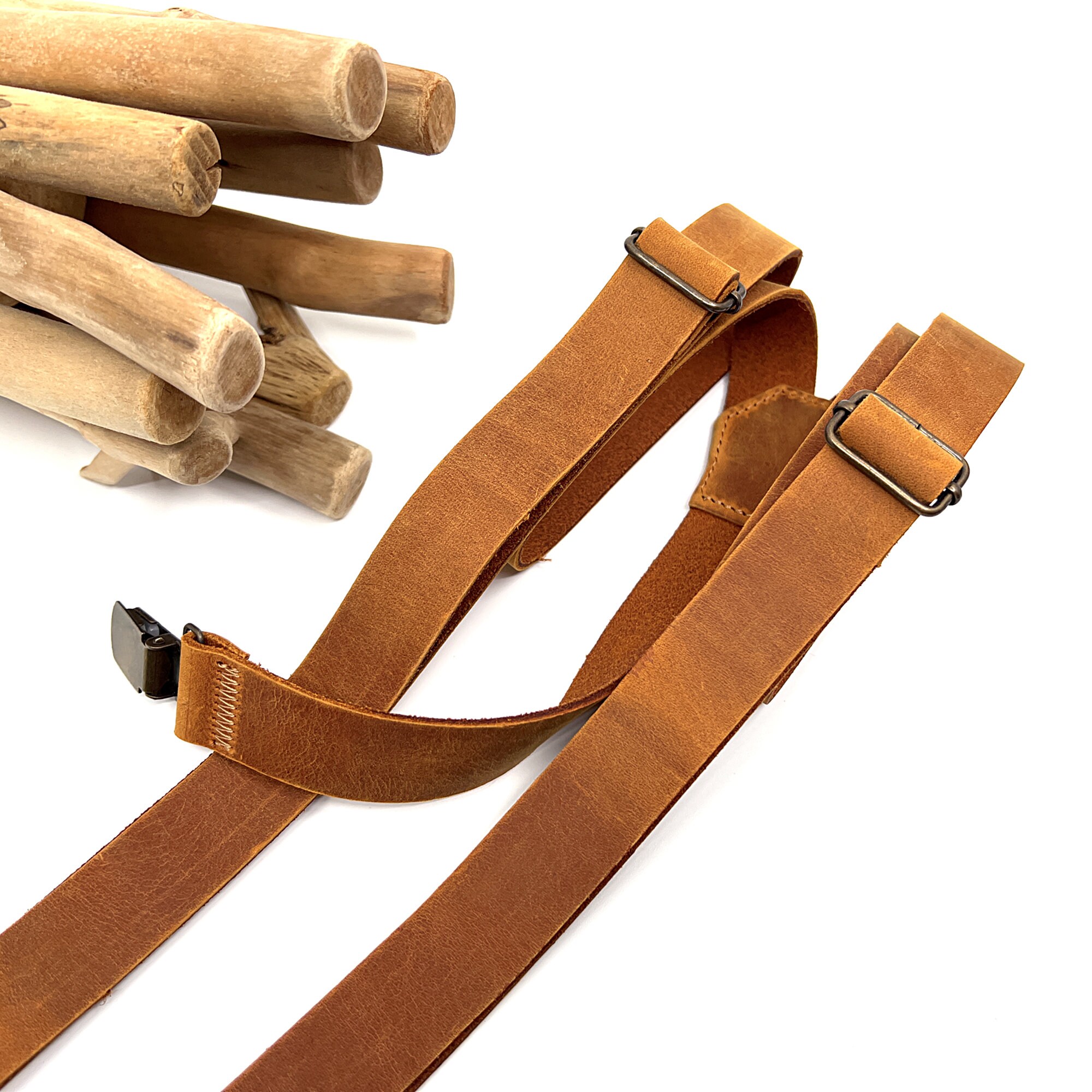 Crazy Brown Leather Suspenders, Personalized Groomsmen Suspenders