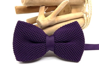 Purple Bow tie, Purple Men Bow Tie, Wedding Bow Tie, Knitting Bow Tie, Grroom Bow Tie