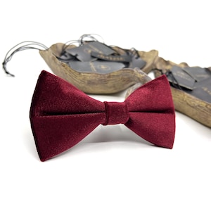 Burgundy Velvet Bow Tie, Velvet Bow tie, Men Bow Tie, Wedding Bow Tie, Groom Bow Tie, Groomsmen Bow Tie