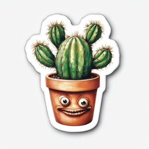 Pegatinas troqueladas de cactus, divertida decoración vegetal, pegatinas para portátil, regalo para jardineros, decoración personalizada para el hogar, arte con plantas