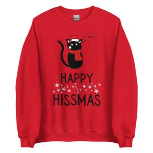 着心地の良いスウェットシャツ、黒猫のクリスマスセーター