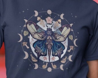 Moth Moon Phase T-shirt – Cottagecore Witchycore Celestial Tee