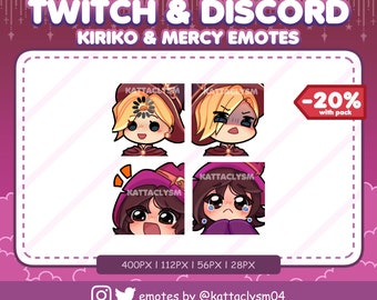 Overwatch Mercy & Kiriko Witch Emotes 4 pack /Twitch / Discord