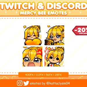 Overwatch Honey Bee Mercy Emotes 4 pack / Twitch / Discord