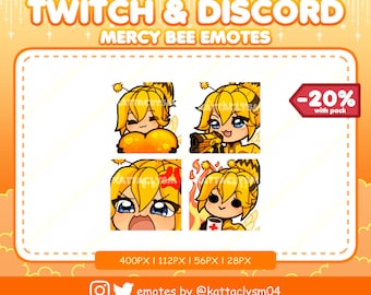 Overwatch Honey Bee Mercy Emotes 4 pack / Twitch / Discord