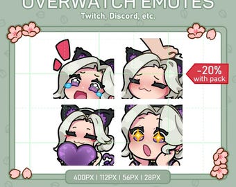 Overwatch Black Cat Mercy Emotes 4 pack / Twitch / Discord